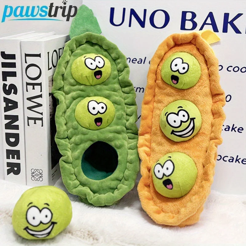 Juguetes interactivos para olfatear perros de peluche, juguetes de guisante para mascotas para perros pequeños y medianos, rompecabezas resistente a mordeduras, juguete chirriante para cachorros, accesorios para perros