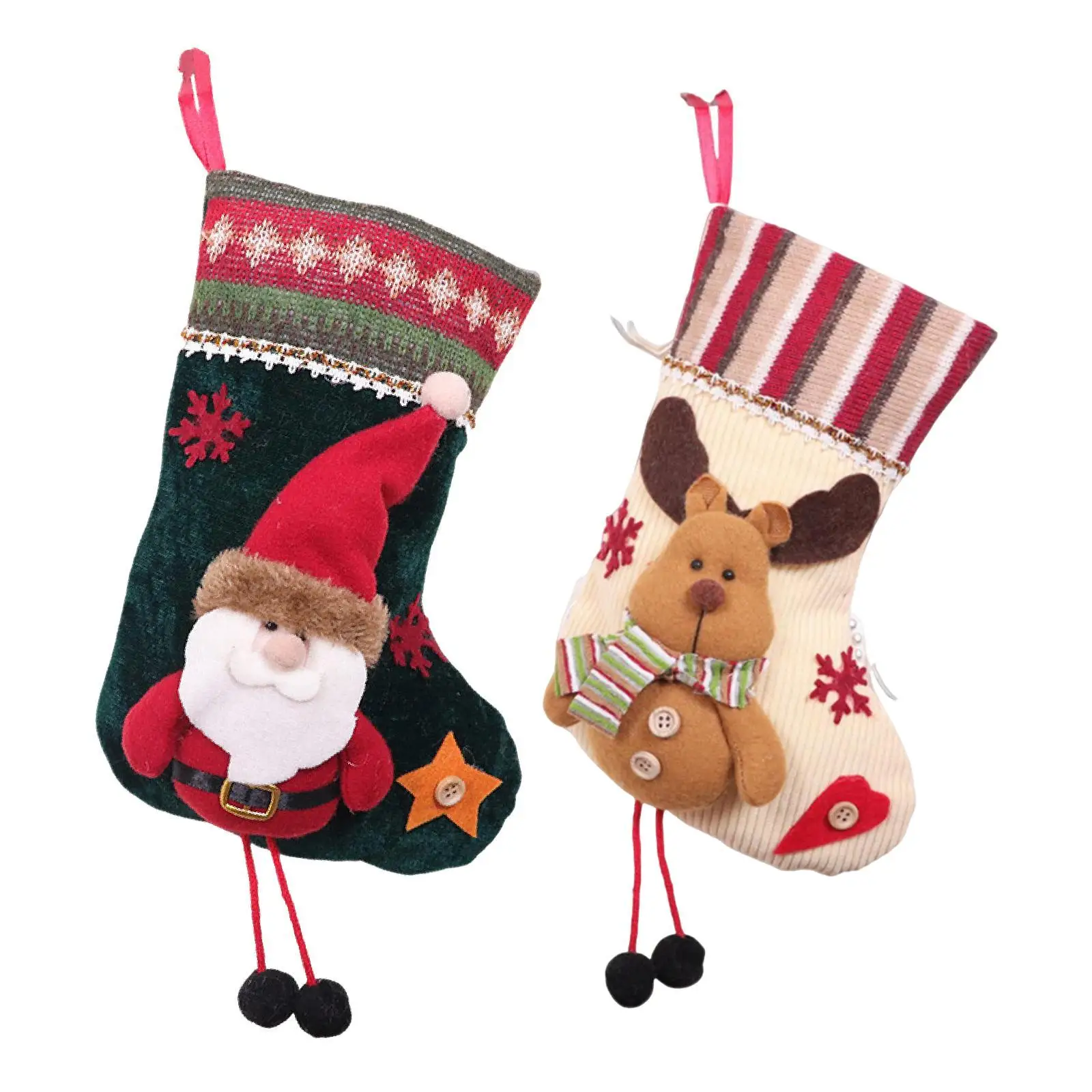 Christmas Stocking Pendant Rustic Treat Bag Christmas Decoration Hanging