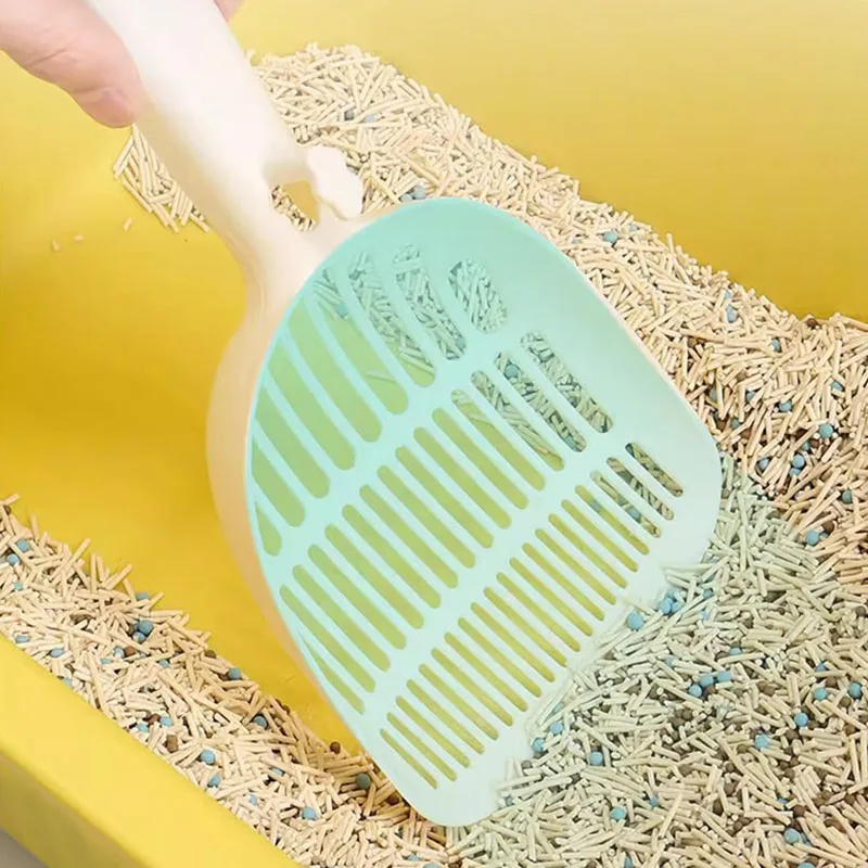 Pala para arena de gatos con orificios finos y mango largo - duradera