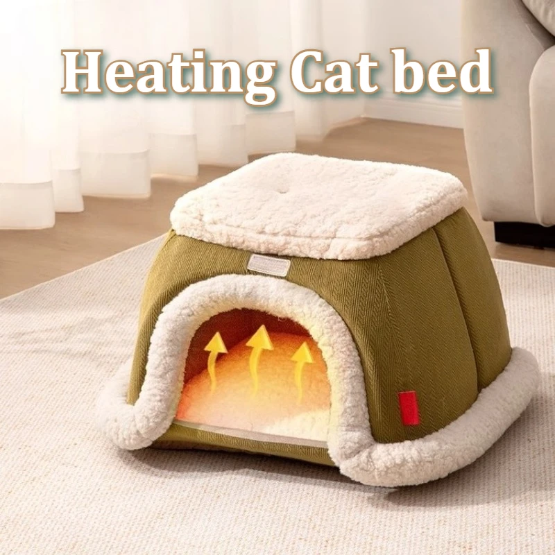 Casa calefactora para gatos, cama cálida para gatos de invierno, accesorios de interior, camas para cachorros, mascotas, gatitos, gatos, perros, casas para gatos, suministros