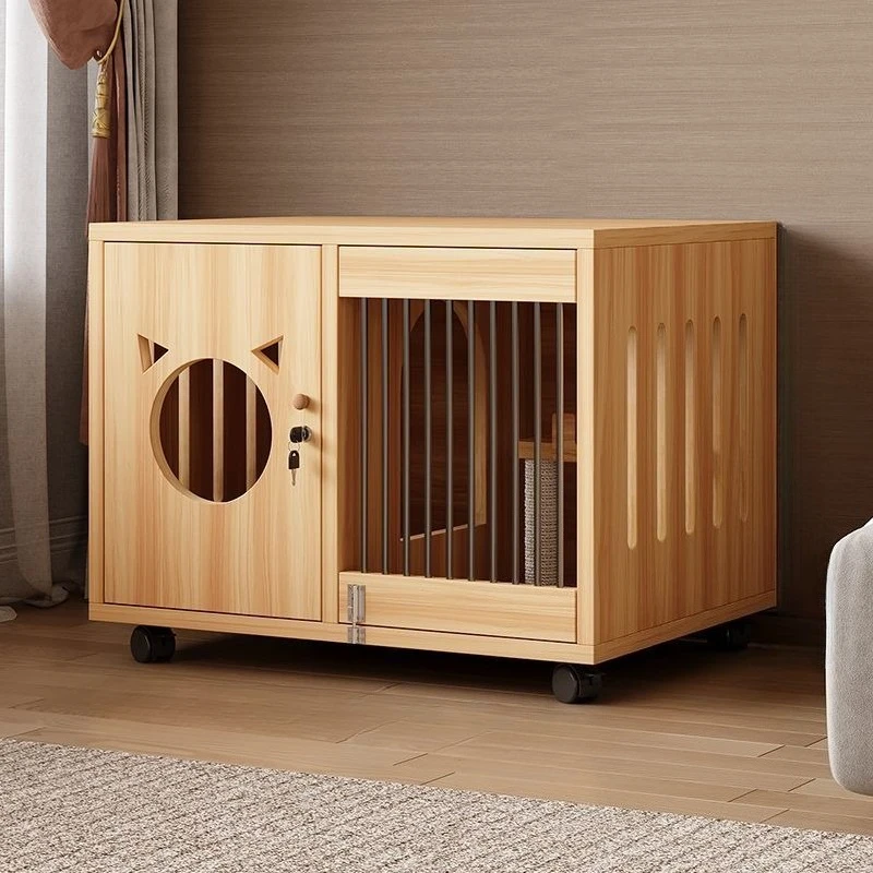 Casa de madera ventilada para gatos y perros pequeños con ruedas - imagen 2