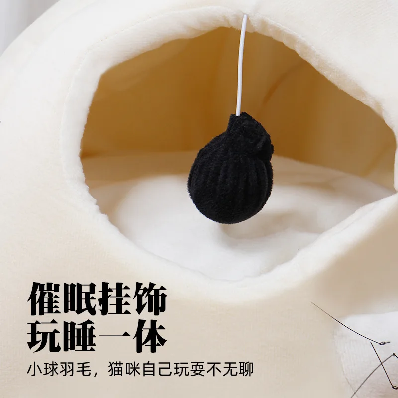 Cama nido semi-cerrada para gatos - cálida y segura para invierno - imagen 2