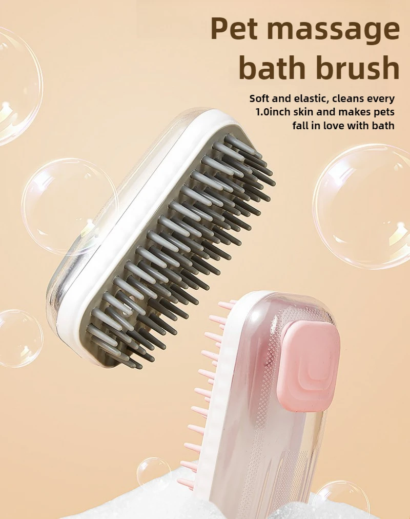 Nuevo Cepillo de baño de silicona para mascotas, peines de masaje para perros, cepillo de baño espumoso para gatos, productos de limpieza para mascotas, cuidado de perros