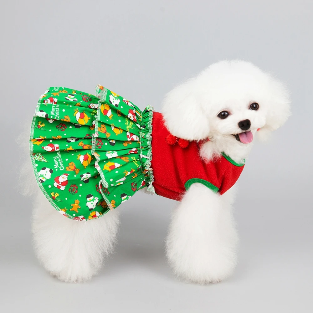 Vestido de Navidad para perros, traje de fiesta navideña para mascotas, abrigo, vestido de Navidad, falda de celosía de Papá Noel para cachorros, ropa para gatos - imagen 3