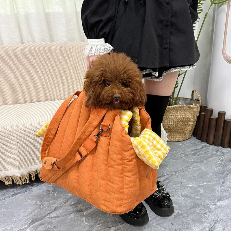 Bolsa para mascotas de gran capacidad, bolso a cuadros para salir de perros y gatos, diseño Simple y bonito, bolsa portátil para suministros de productos para mascotas, accesorios de viaje - imagen 3