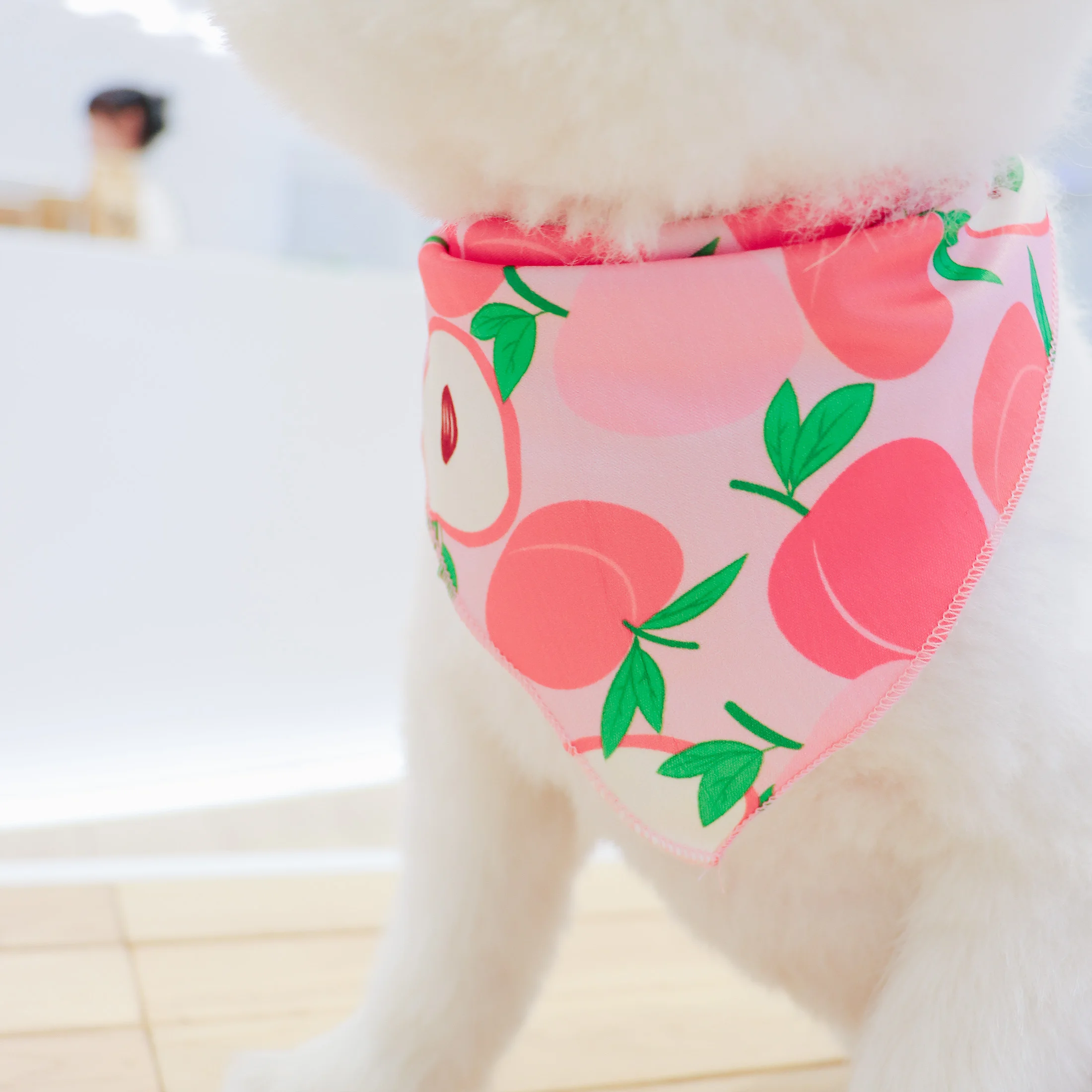 Bandana de frutas para perros, estampado de granada y melocotón, seda como bufanda ajustable para mascotas, lindas corbatas de verano para perros pequeños/medianos y gatos - imagen 3