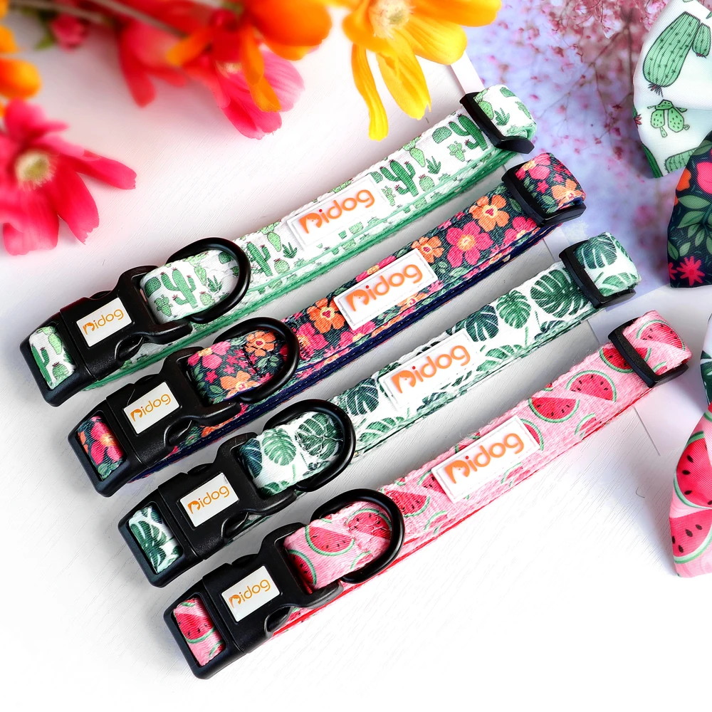 Collar de perro con estampado de nailon, collares para perros pequeños y gatos con estampado Floral, Collar ajustable para cachorros, perros pequeños, medianos y grandes, Chihuahua, Bulldog - imagen 4