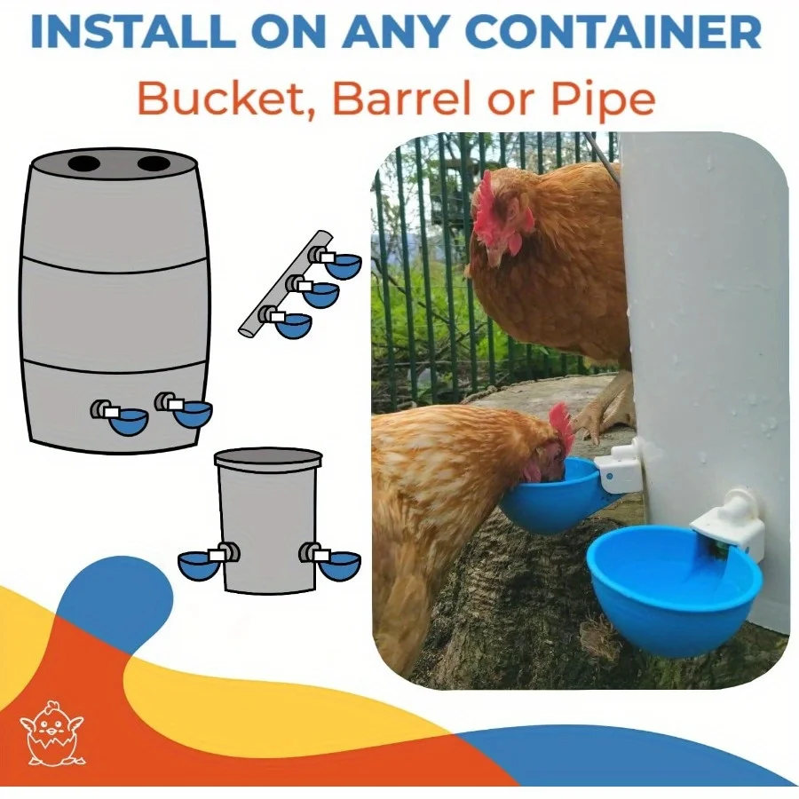 Bebedero automático colgante con boquilla para pollos y aves de corral - imagen 5