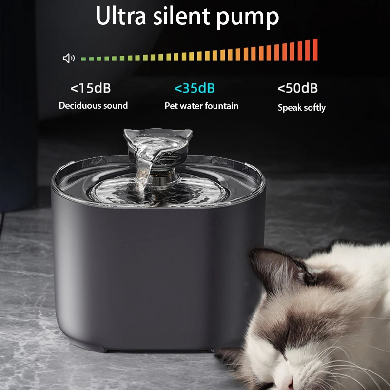Filtro automático de fuente de agua para gatos, tazón de bebida silencioso, dispensador de bebidas para mascotas, bebedero para gatos, accesorios, alimentador de agua, 2,2 L - imagen 4