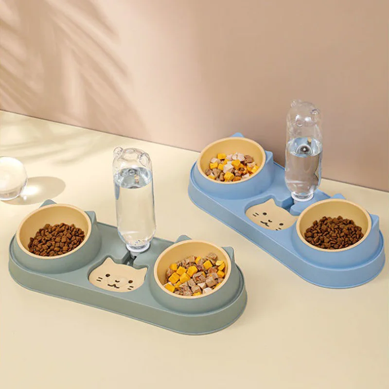 Comedero para gatos 3 en 1, cuenco doble para gatos, perros pequeños, dispensador automático de agua para gatos, cuenco de comida elevado para gatitos, accesorios para gatos - imagen 3