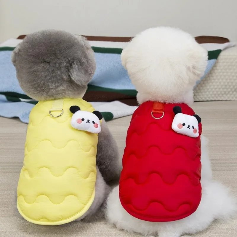 Lindo abrigo para perros y gatos, ropa cálida de invierno para perros, chaqueta de algodón sólida para perros pequeños, ropa para perros Chihuahua Bichon, chaleco grueso para cachorros - imagen 5
