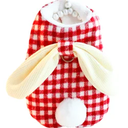 Vêtements pour chiens au Design de lapin mignon, gilet à carreaux pour chiens et chats, adapté aux petits chiens, vêtements pour chiots