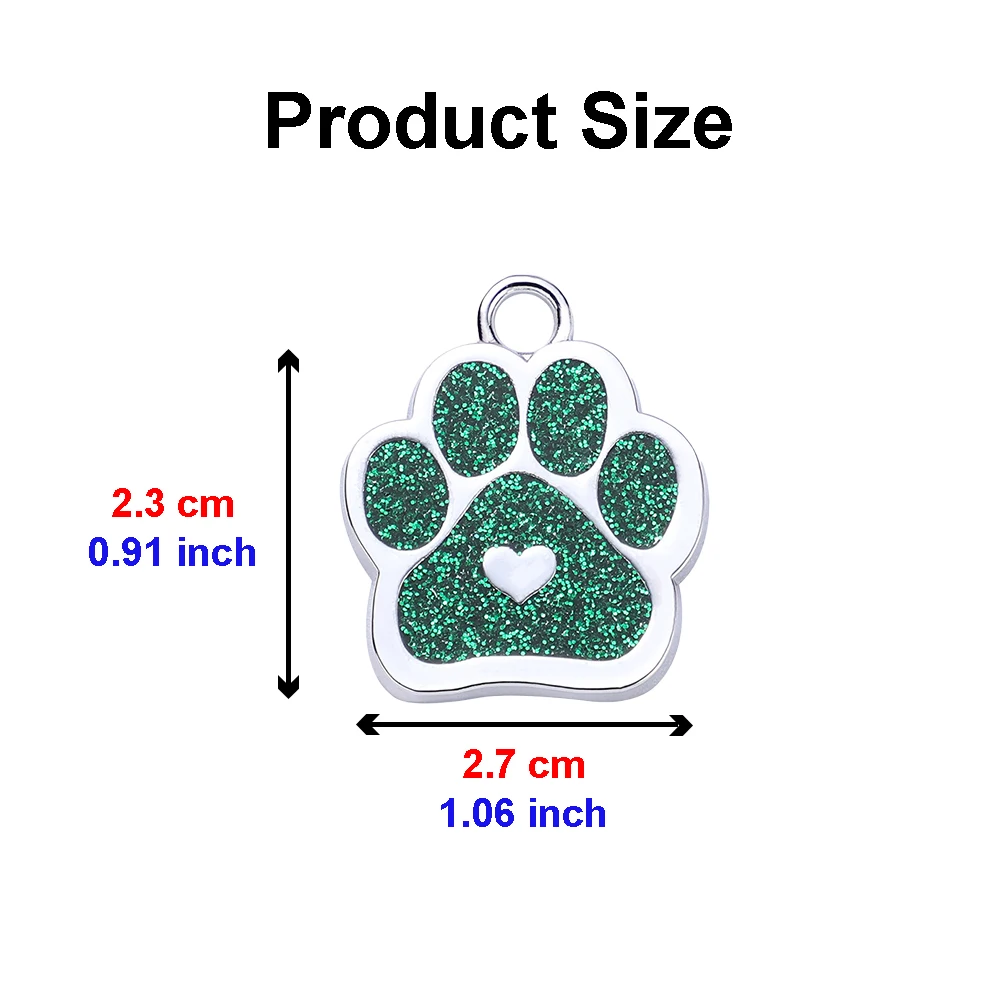 Etiquetas personalizadas para perro y gato, Collar con nombre de identificación de Mascota, colgante de pata brillante con corazón, grabado gratis - imagen 5