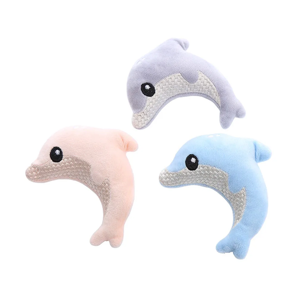 Nuevo juguete de peluche para gatos con forma de delfín con hierba gatera, juguete molar interactivo suave para gatitos y gatos adultos, - imagen 5