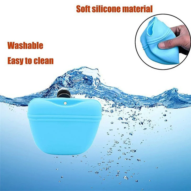 Bolsa de silicona para premios de perros, bolsa de cintura portátil para entrenamiento de perros, alimentador al aire libre, bolsa de aperitivos para cachorros, bolsa de almacenamiento de recompensa de comida para masc - imagen 5