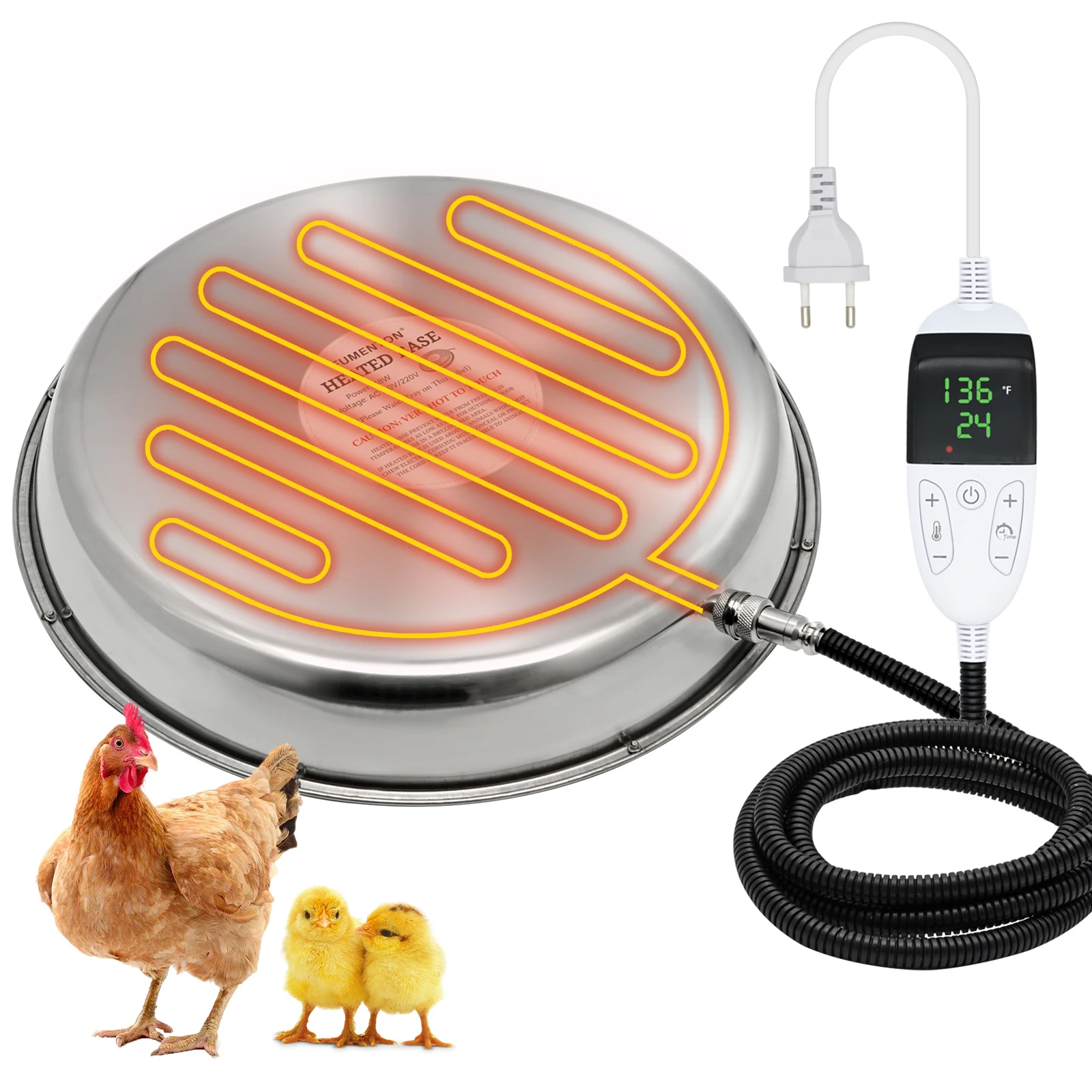 Placa calefactora para bebedero de aves con temperatura constante