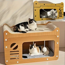 Casa refugio para gatos con poste para rascar – Montaje fácil