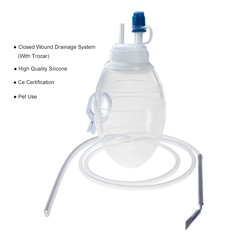 Sistema de drenaje de silicona, Bola de presión negativa de silicona médica, tubo de drenaje, equipo veterinario, instrumentos quirúrgicos para mascotas - imagen 4