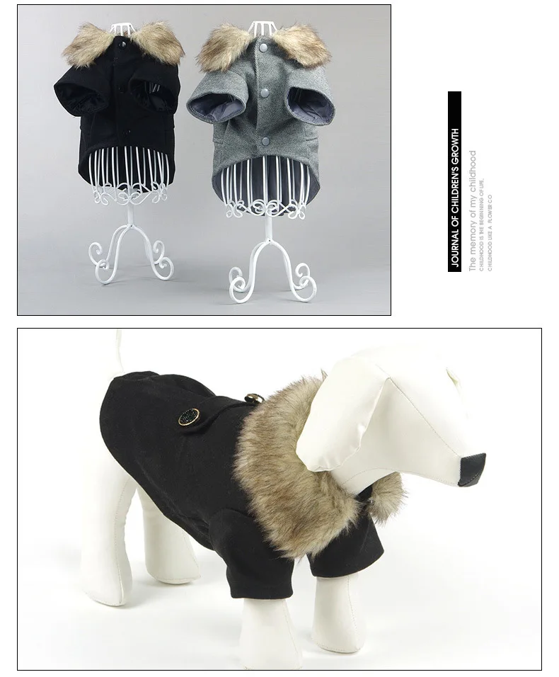 Ropa para perros, abrigo de lana de invierno con piel para cachorros, perros medianos, chaqueta de otoño para perros y gatos, abrigo de lana de XS-3XL, productos para mascotas - imagen 5