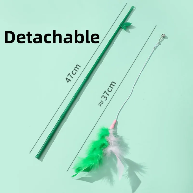 Juguete para gatos, juguetes de plumas para gatos, palo resistente a mordeduras, juguete para gatos con campana, divertidos juguetes interactivos para gatos, suministros para mascotas - imagen 4