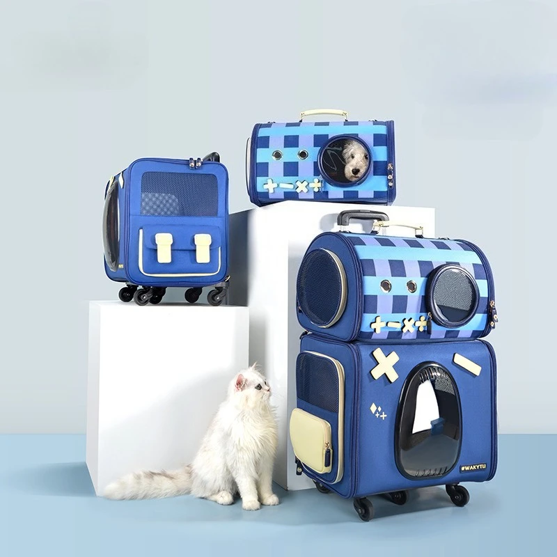 Mochila transportín con ruedas doble capa para gatos y perros - imagen 3