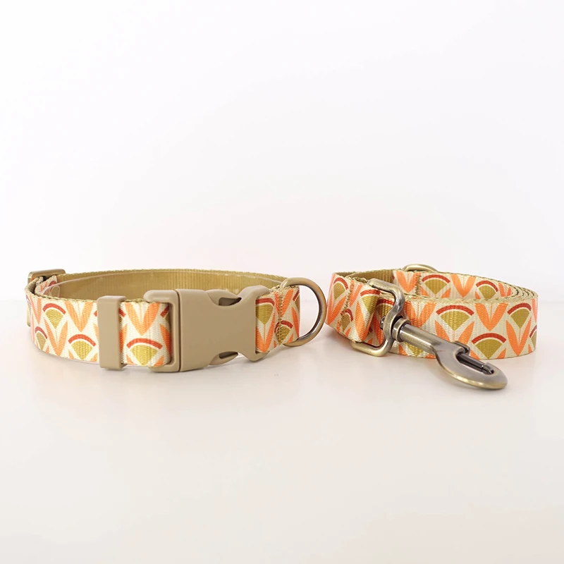 Conjunto de Collar personalizado para mascotas de diseñador, Collar de perro personalizado de nailon de lujo, collares con nombre, accesorios, Bulldog Francés, Pug, Iris dorado - imagen 4