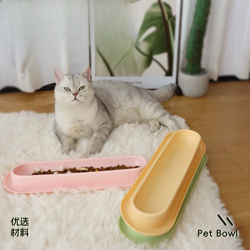 Cuenco largo de comida para gatos con ranura antifugas, plato de alimentación para mascotas con agua húmeda para evitar hormigas e insectos, cuenco de alimentación para mascotas de fácil limpieza - imagen 2
