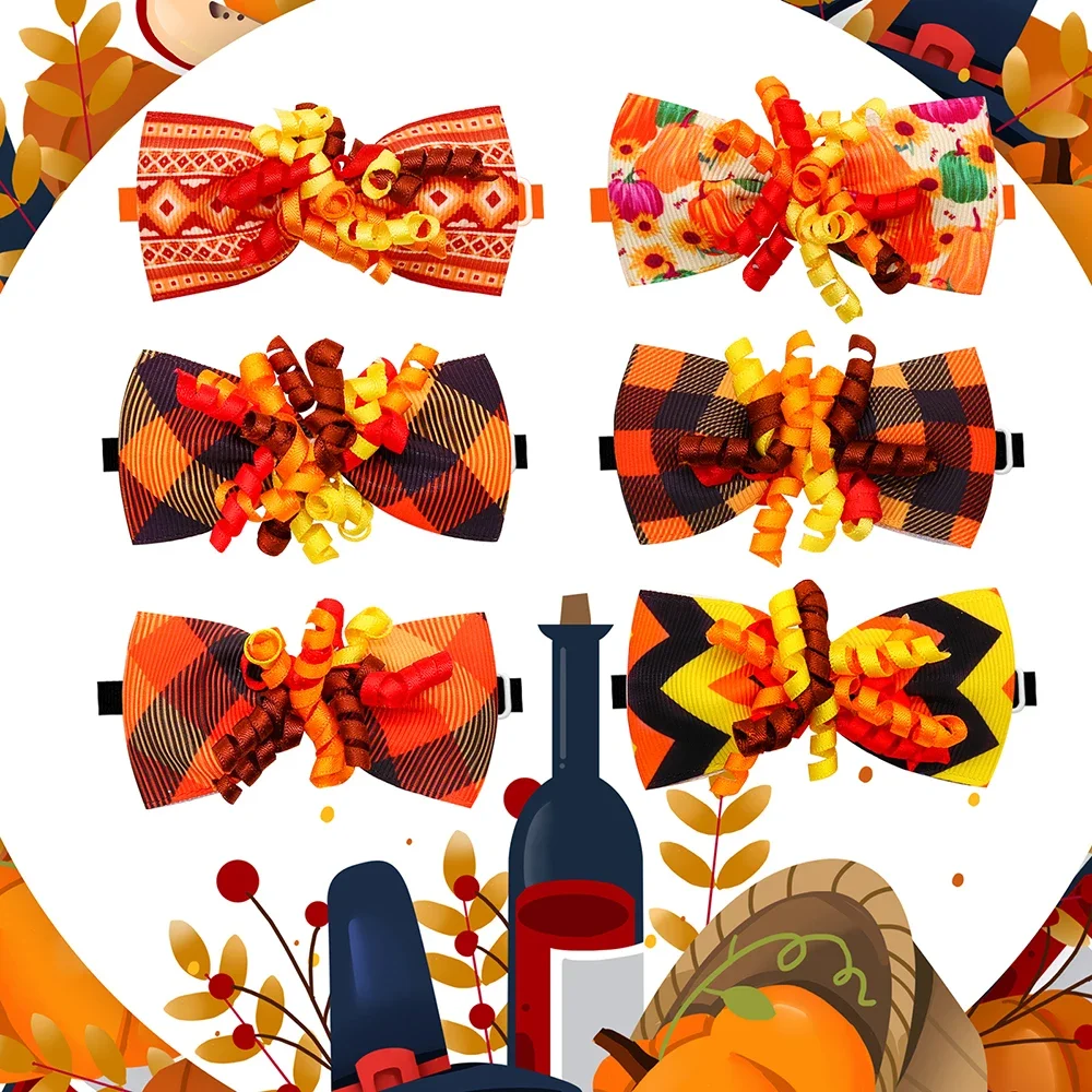 50/100 Uds. Pajarita para perro de Acción de Gracias, Collar de pajarita para perros y gatos, productos de aseo, accesorios de moda para perros, suministros para mascotas