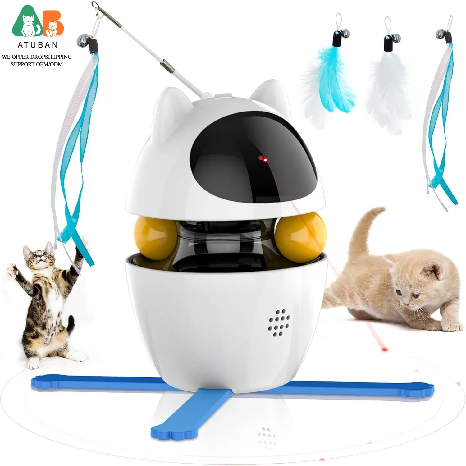 Juguete interactivo 3 en 1 para gatos: pluma, pelota y ejercicio