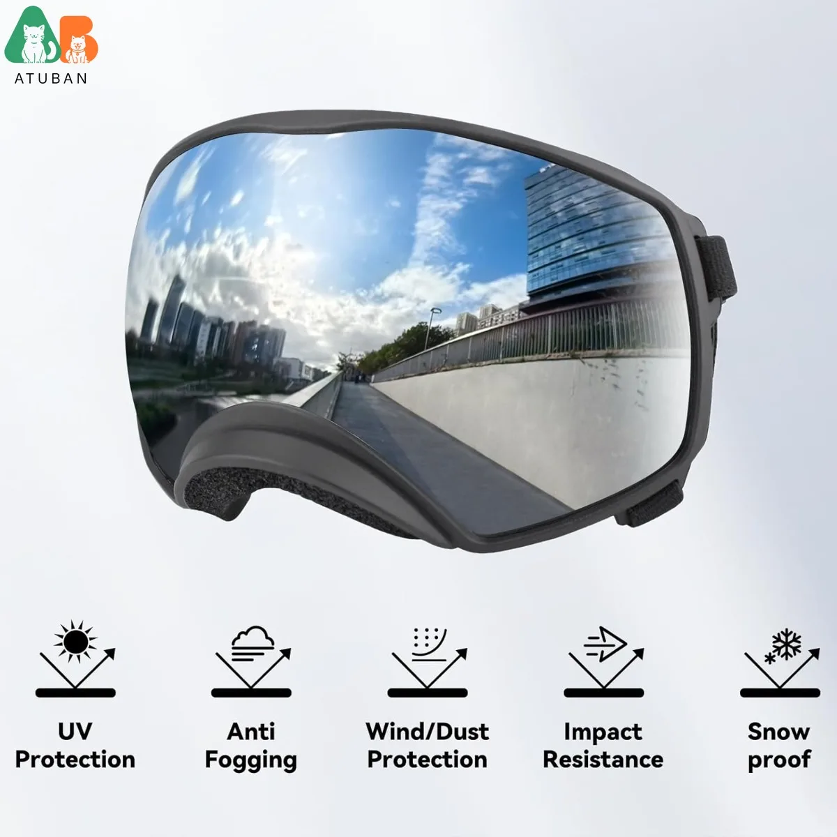 ATUBAN Gafas para perros para razas medianas a grandes, protección UV Gafas de sol para perros Versión amplia Ropa para ojos a prueba de viento para conducción al aire libre - imagen 3