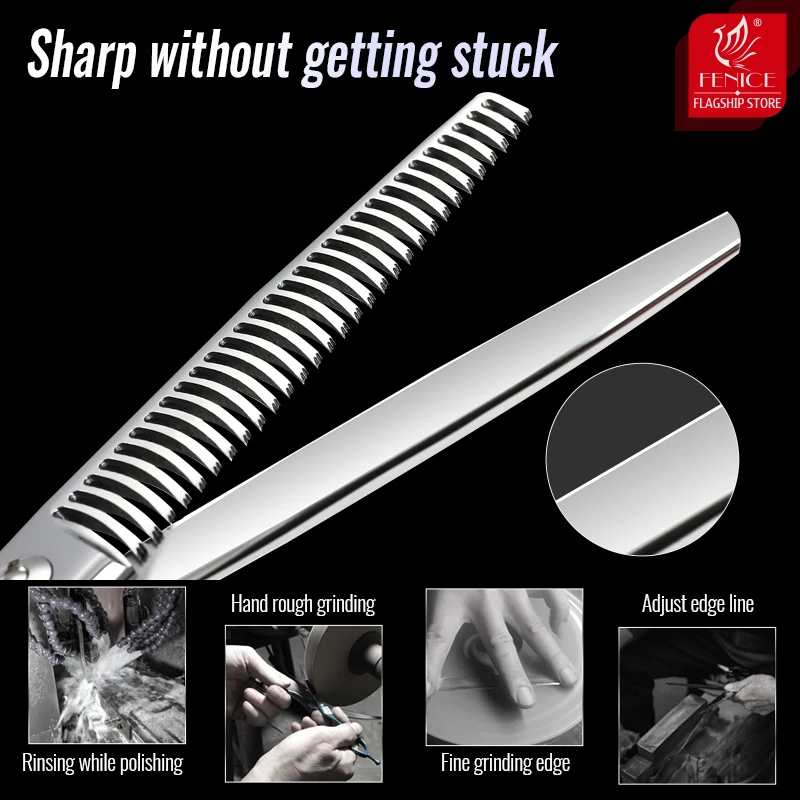 Fenice tijeras profesionales para el cuidado de mascotas de 6,5 pulgadas, tijeras para adelgazar perros, tijeras para pelo de perros, tijeras 30-35% - imagen 5