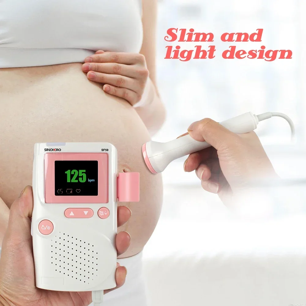 SF50/60/70/80/90 Doppler Fetal corazón Baet Monitor hogar embarazo bebé sonido Detector de ritmo cardíaco pantalla LCD recargable - imagen 4