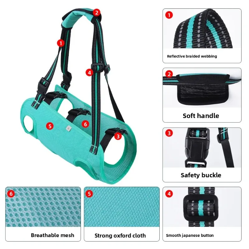Arnés de elevación para perros con soporte corporal ajustable para perros mayores heridos, arnés de elevación para ayudar a la rehabilitación, correas para mascotas discapacitadas - imagen 3