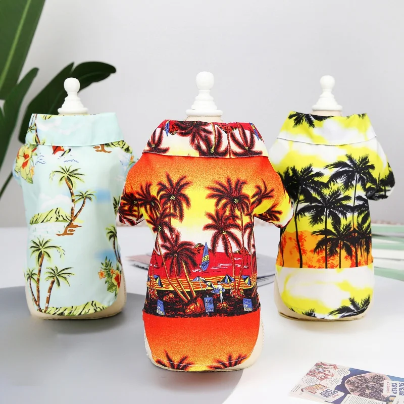 Camisas hawaianas para mascotas en varios colores