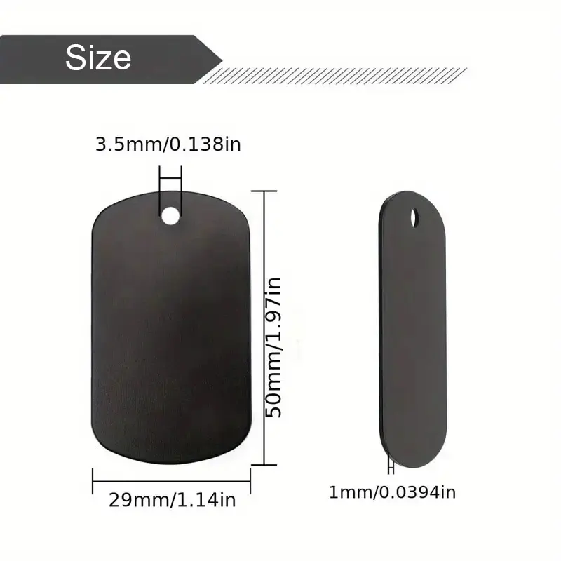 100 Uds. Etiquetas de identificación de perro de aluminio para colgantes de nombre de hombre etiquetas rectangulares para mascotas - imagen 2