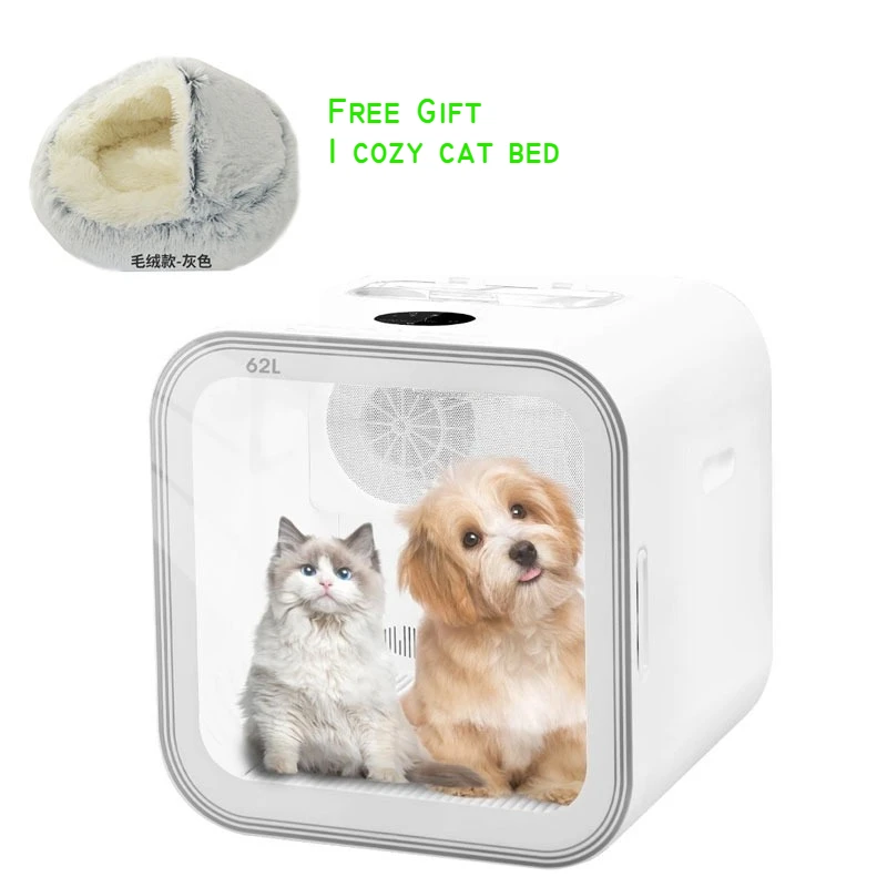 Pet marvel Automático Ultra Silencioso 62L Caja Secadora para Perros de Gran Capacidad Jaula Secadora para Gatos con Control Inteligente de Temperatura, 360 °   Caja secadora para mascotas