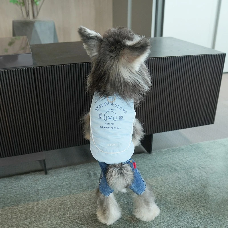 Abrigo de cuello alto para otoño/invierno para mascotas, camiseta sin mangas de dos piernas para perros pequeños, ropa para perros pequeños, ropa para cachorros - imagen 3