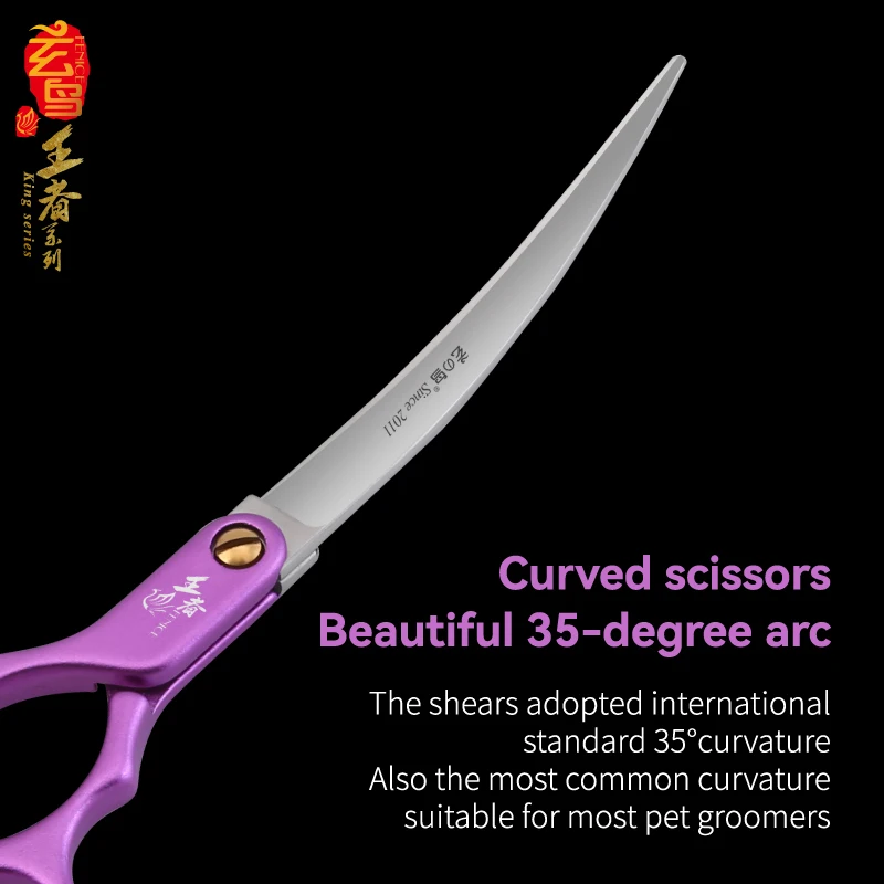 Fenice JP VG10 Professiona tijeras autopulidas para mano izquierda 6,5 pulgadas curvadas 35 ° &Tijeras de aseo rectas Tijeras para mascotas para perros - imagen 5
