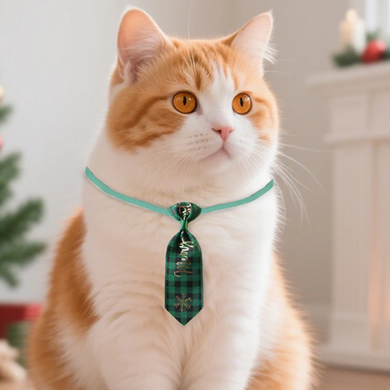 Collar navideño para Gato, collares para mascotas con lazo de copo de nieve para perros pequeños, Collar para gato, accesorios para fiesta de Navidad para mascotas - imagen 4