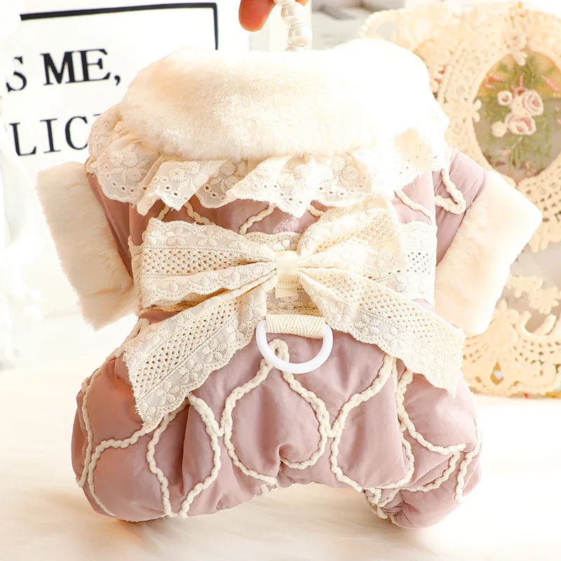 Vestido de princesa de invierno para perro, ropa con lazo para perro y gato, traje para cachorro, ropa Yorkshire Pomerania maltesa para perro pequeño
