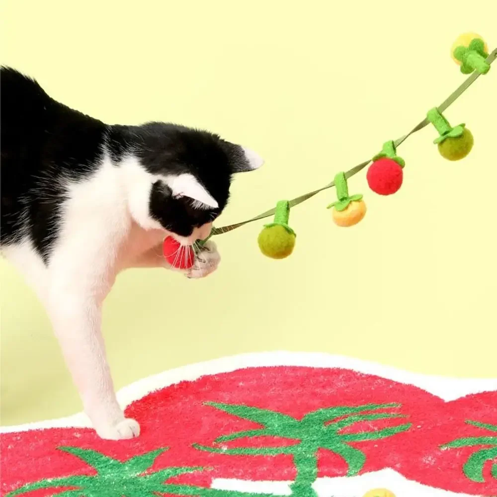 Cuerda de juguete para gato de caqui de fieltro: juguete de peluche duradero resistente a mordeduras con campana para palo de provocación de entretenimiento felino. - imagen 4