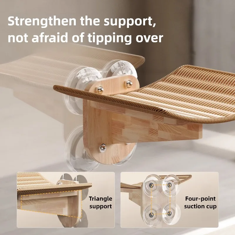 Hamaca para gatos con ventosa, hamaca tejida a mano para gatos, ventana de Color sólido, cama colgante para gatos, camas para mascotas montadas en la pared de cristal para escalar en verano - imagen 4