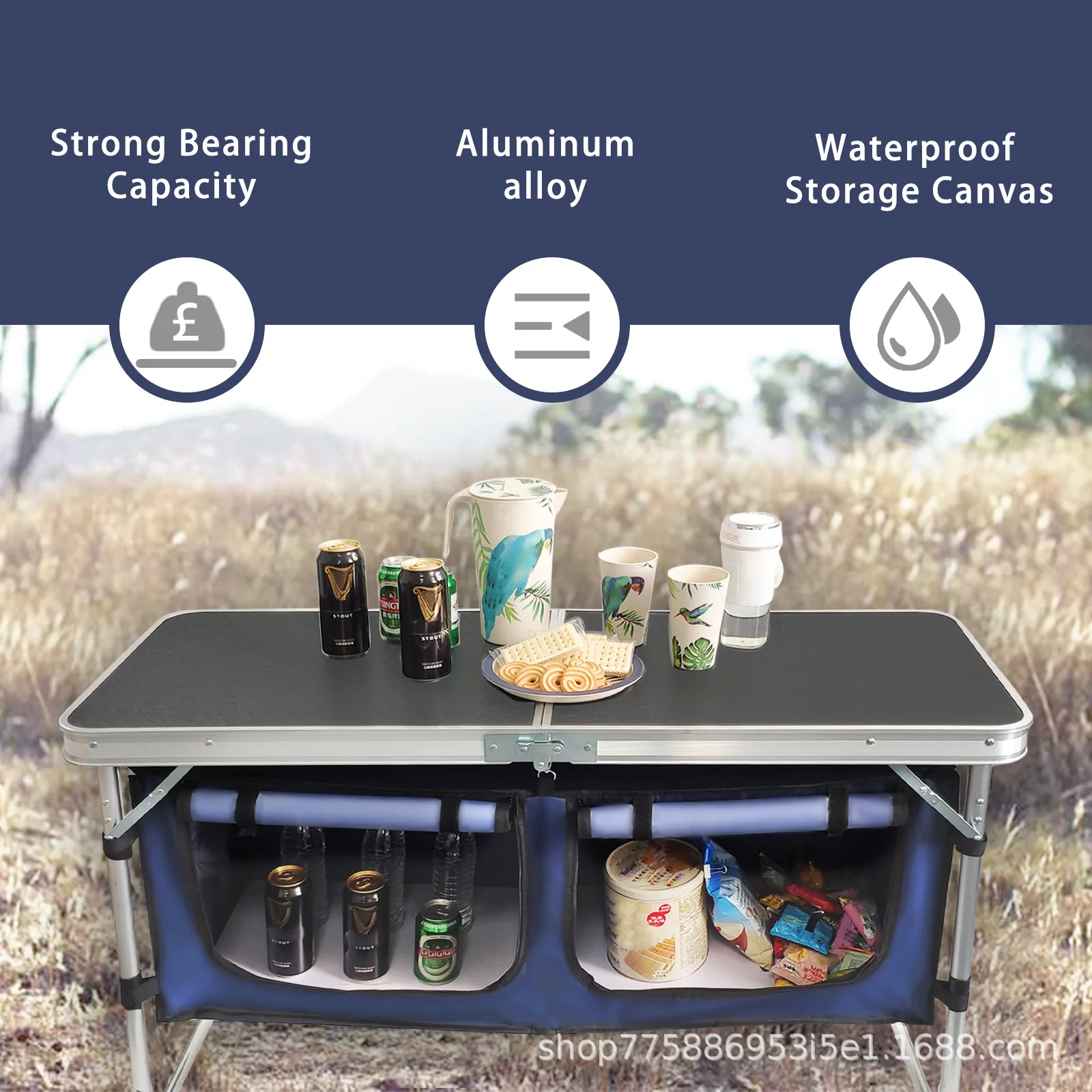 Mesa plegable de exterior - Ideal para jardín y camping - imagen 2