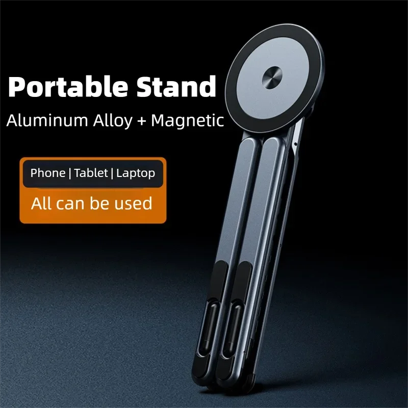 Soporte de teléfono para tableta iPad 2 en 1 de aleación de aluminio para MagSafe, soporte de teléfono multifuncional con ajuste portátil de viaje magnético de Metal - imagen 3