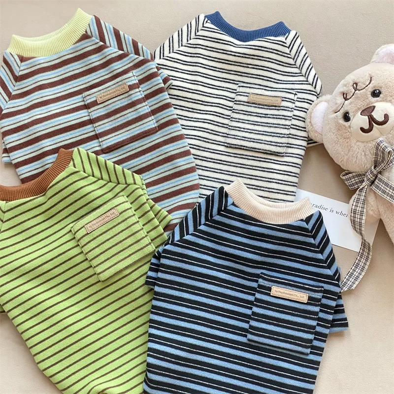 Sudadera de rayas verdes para perros salchicha, abrigo suave y cálido de manga larga para perros Wiener en otoño e invierno, mono para tejón - imagen 5