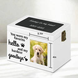 Urna de cenizas de madera maciza para gatos y perros conmemorativa