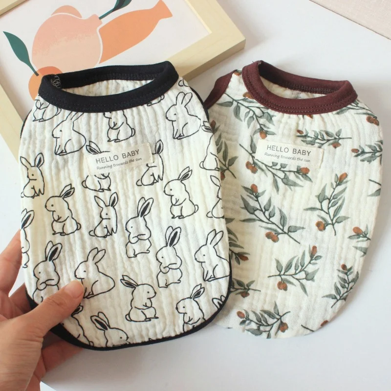 Chaleco con estampado de dibujos animados para perros, ropa de algodón a la moda para perros, sudaderas finas transpirables para cachorros, jerséis de verano para gatos, chaleco para mascotas, ropa para caniche