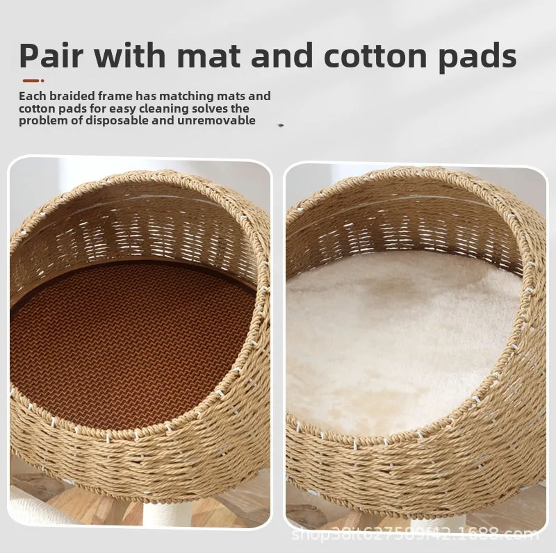Nido de escalada para gatos de madera maciza, columna de Sisal, cápsula, estante para gatos, suelo superior, muebles de juguete para mascotas, productos, rascadores, accesorios - imagen 4