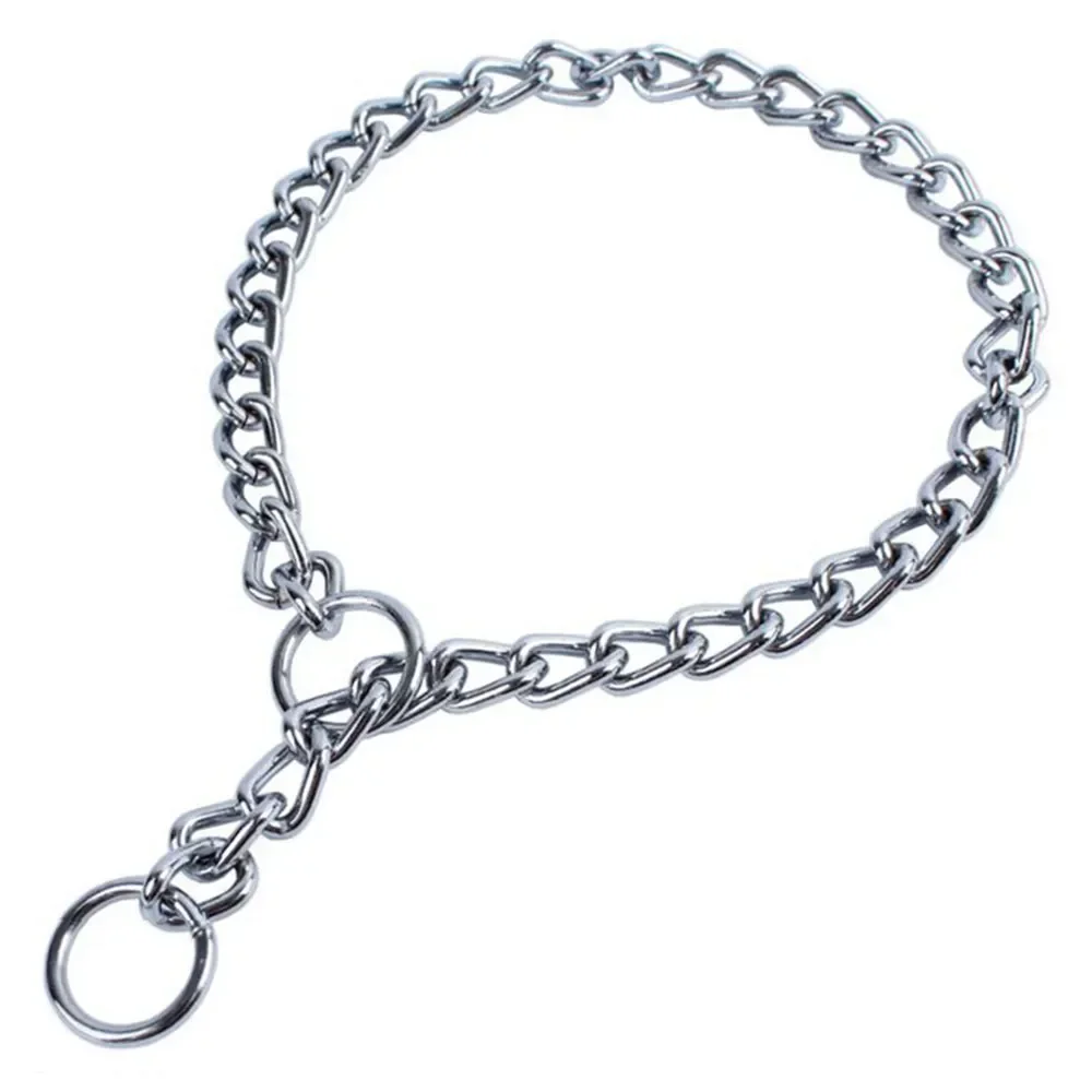 Collar de cadena de serpiente P para mascotas, Collar de estrangulación para perros de acero inoxidable, Collar de estrangulación de entrenamiento para perros ajustable para Bulldog - imagen 3
