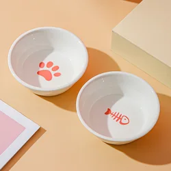 Tazón cerámica para perros y gatos diseño huella espina pescado